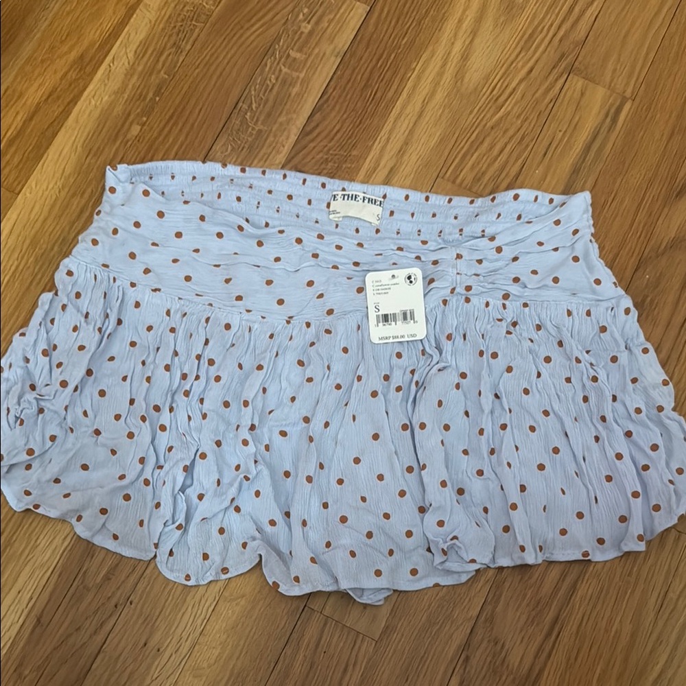 Blue and Brown Polka Dot Skirt